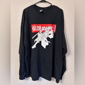 Anime girl character long sleeve man T-shirt black color size 2XL